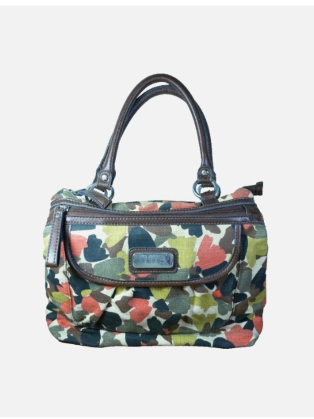 NEW Relic by Fossil Abstract Floral Canvas & Leather Tote Bag Purse 13"x11"x2.5"